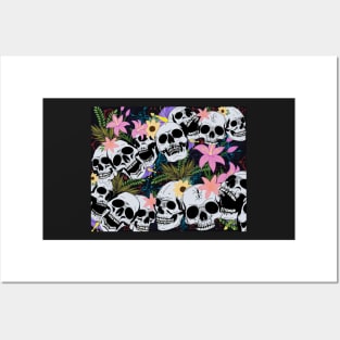 Skulls and flowers Posters and Art